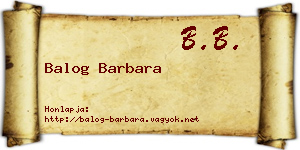 Balog Barbara névjegykártya